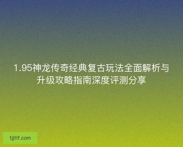 1.95神龙传奇经典复古玩法全面解析与升级攻略指南深度评测分享